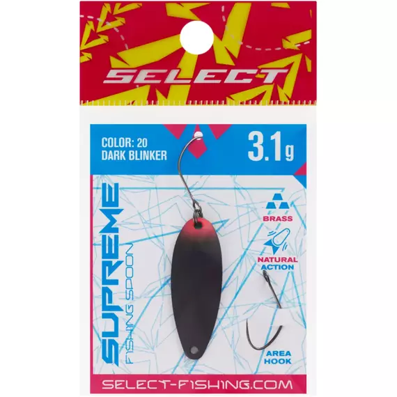 Блешня Select Supreme 3.1g 34mm #20 Dark Blinker, Вага блешні: 3.1, Колір блешні: #20 Dark Blinker, фото , изображение 2